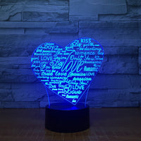 Creative 3D Graffiti Love Smart Remote Control Night Light