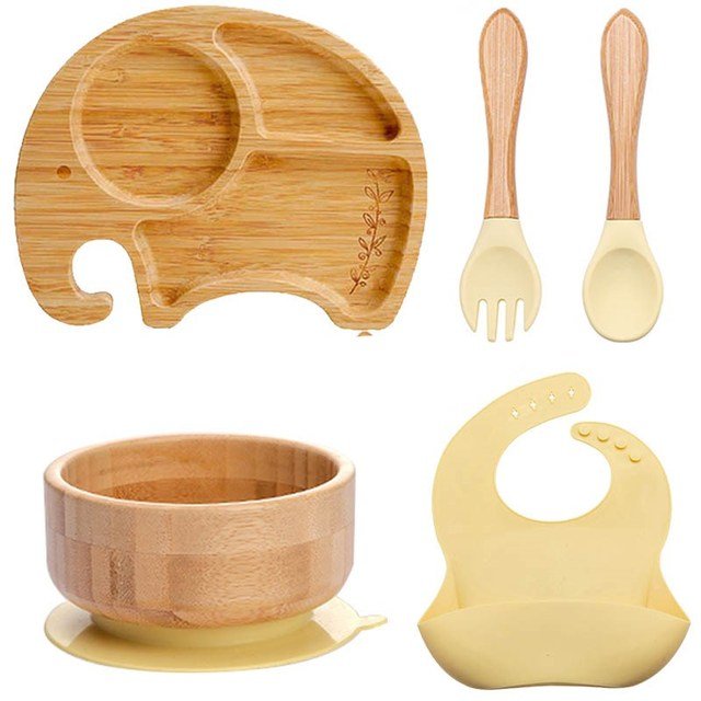 7-Pcs Wooden Feeding Tableware Set for Kids eco set - 12
