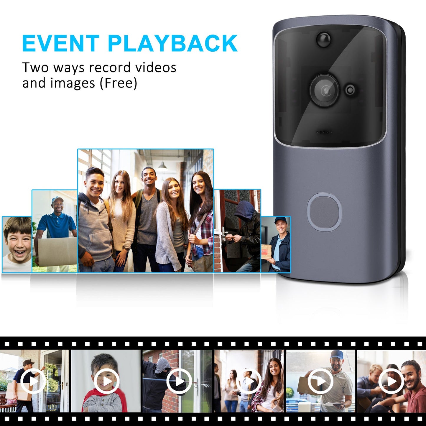 video doorbell wifii intelligent alarm event payback two-way audio - 3