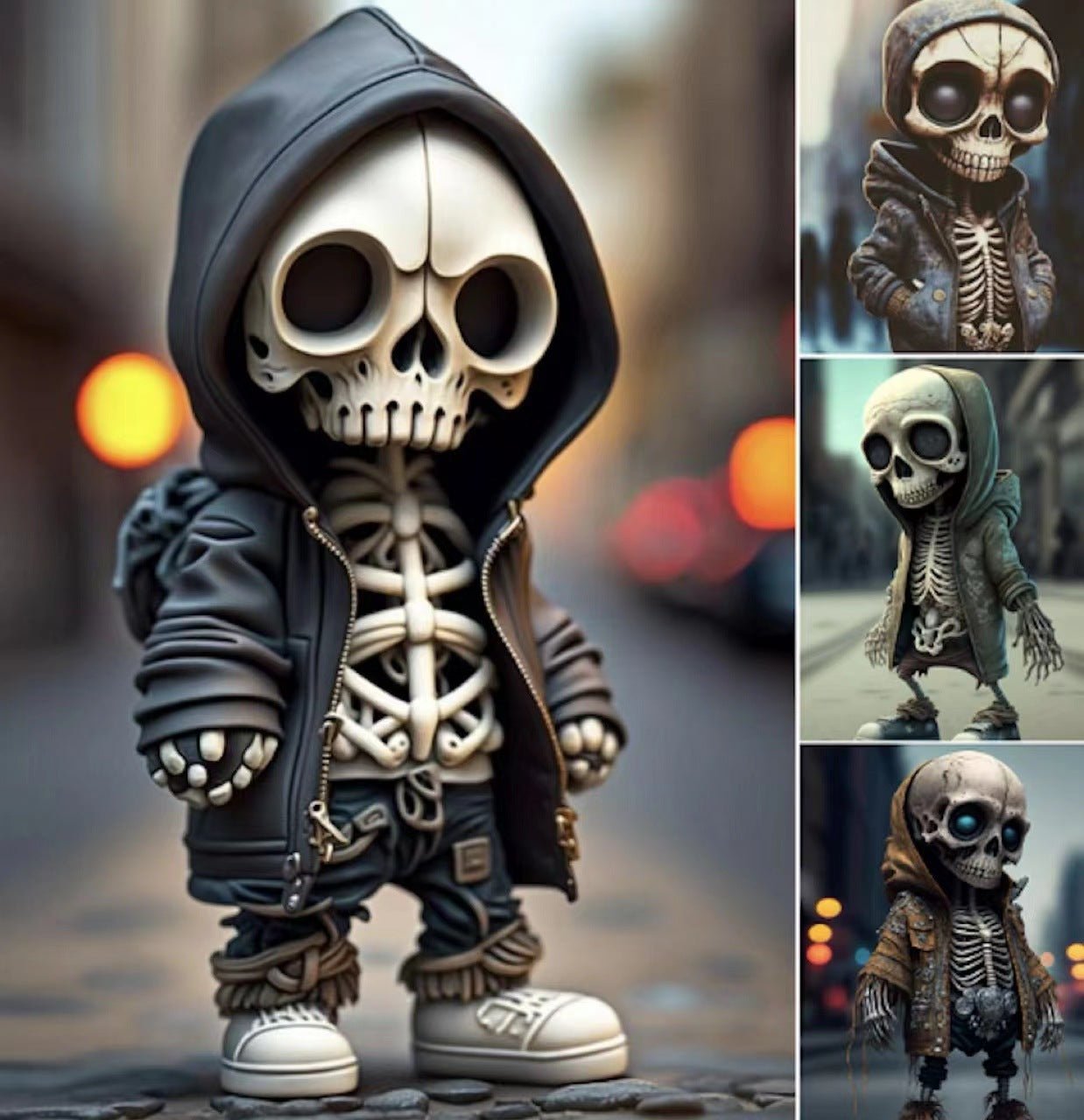 halloween cool skeleton figurines halloween skeleton doll resin ornament home decor - 0