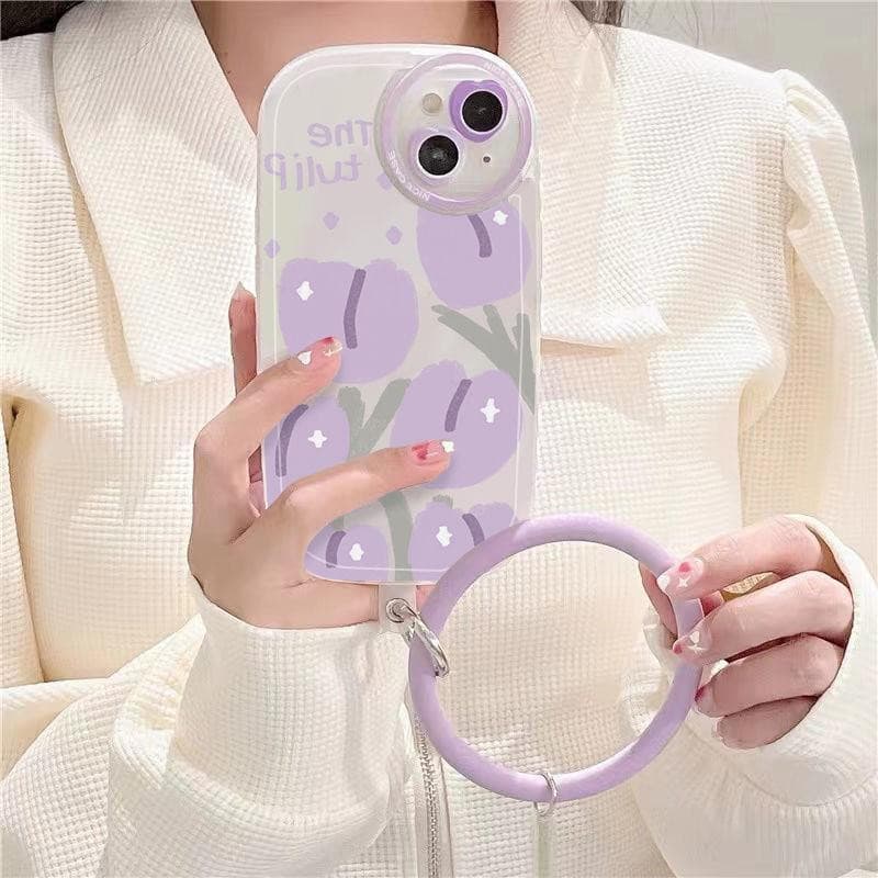 Purple Tulip Transparent Ring Phone Case.