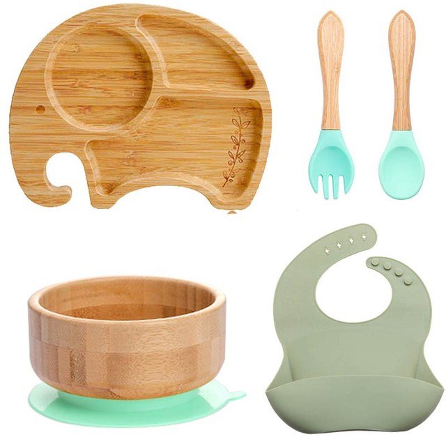 7-Pcs Wooden Feeding Tableware Set for Kids eco set - 13