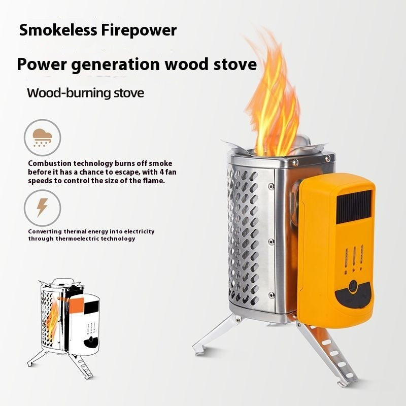 Thermal Power Generator Firewood Stove Outdoor Camping Small Barbecue Stove Rechargeable Portable