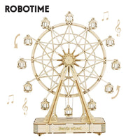 Robotime DIY Wooden Rotatable Ferris Wheel Model with Playing Music Toys for children birthday model TGN01.