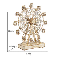 Robotime DIY Wooden Rotatable Ferris Wheel Model with Playing Music Toys for children birthday model TGN01.