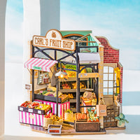 Robotime Rolife DIY Wooden Miniature Dollhouse Fruit Shop Handmade Doll House Flower Shop With Furnitures Toys for Children Gift.
