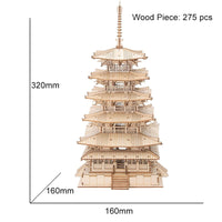 Robotime Five-storied Pagoda 3D Wooden Puzzle Toys For Children Kids Birthday Gift TGN02.