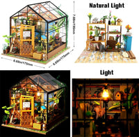 Robotime Rolife DIY Wooden Miniature Dollhouse Greenhouse Handmade Doll House Kitchen With Furniture Toys For Children Lady Gift.