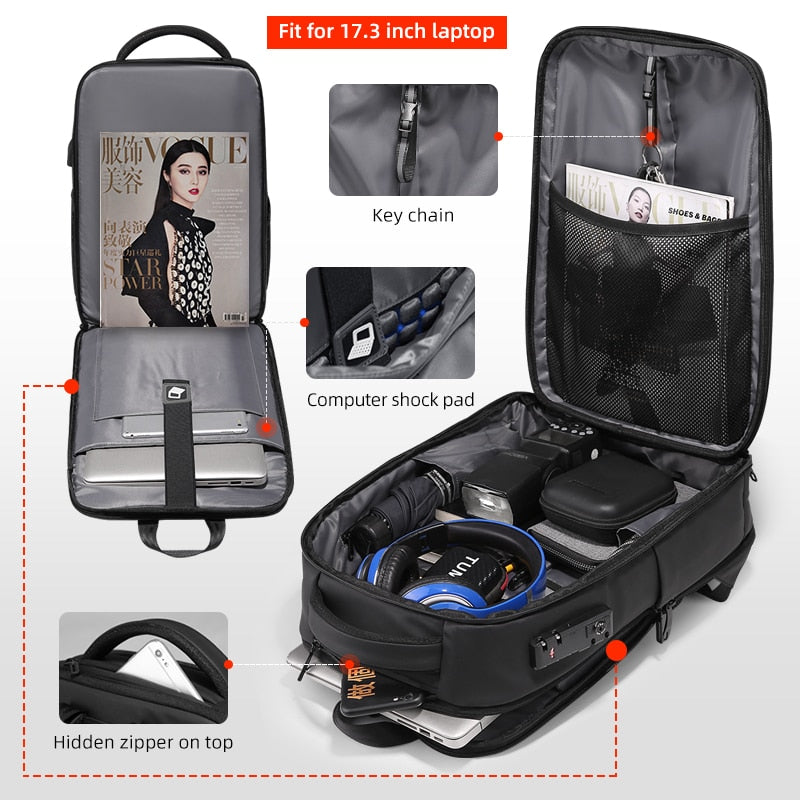 Fenruien New Multifunction Waterproof Backpack Anti-Thief School Backpack Men Travel Business Backpacks Fit for 15.6 Inch Laptop.