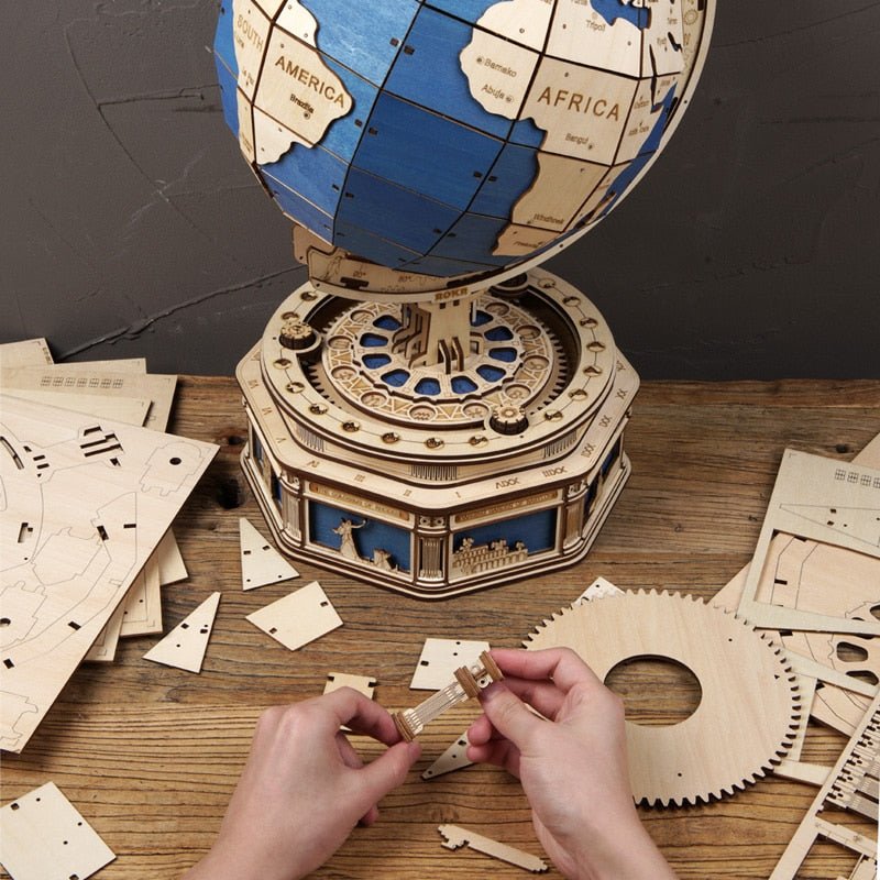 Robotime 567pcs 3D Wooden Puzzle Games Globe Earth Ocean Map Ball Assemble Model Toys Gift for Children Boys.