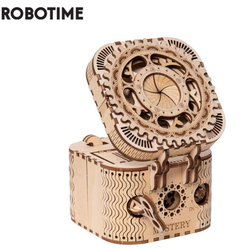 Robotime 123pcs Creative DIY 3D Treasure Box Wooden Puzzle Game Assembly Toy Gift for Children Teens Adult LK502.
