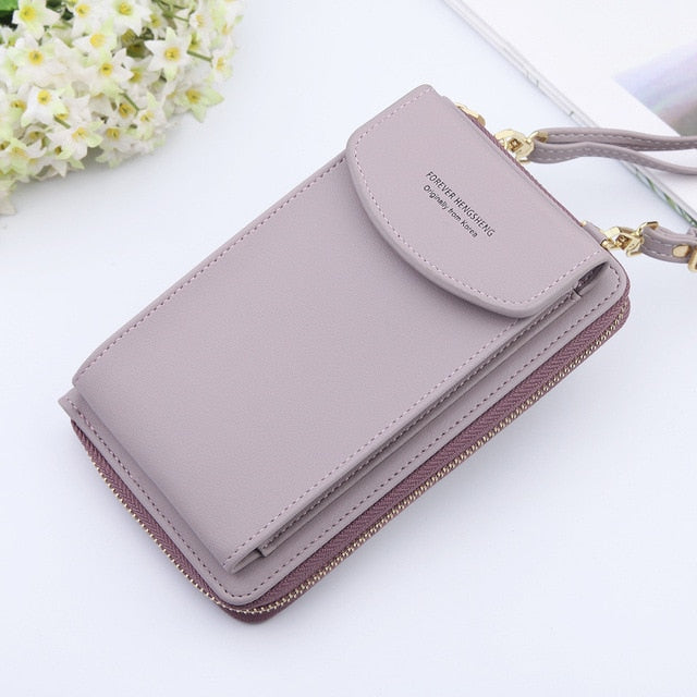 Women Shoulder Strap Purses Solid Color Leather Summer Bag Short Travel Mobile Phone Bag Card Holders Storage Wallet Flap Pocket.