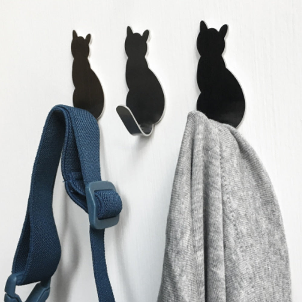 2pcs Self Adhesive Wall Hooks Cat Pattern Hangers For Bathroom Kitchen Stick on Wall Hanging Door Clothes Towel Racks Crochets | wall hooks | SPECIFICATIONStype 2: hangerstype: wall hooksOrigin: Mainland ChinaNo. of Hooks: 2Material: PP