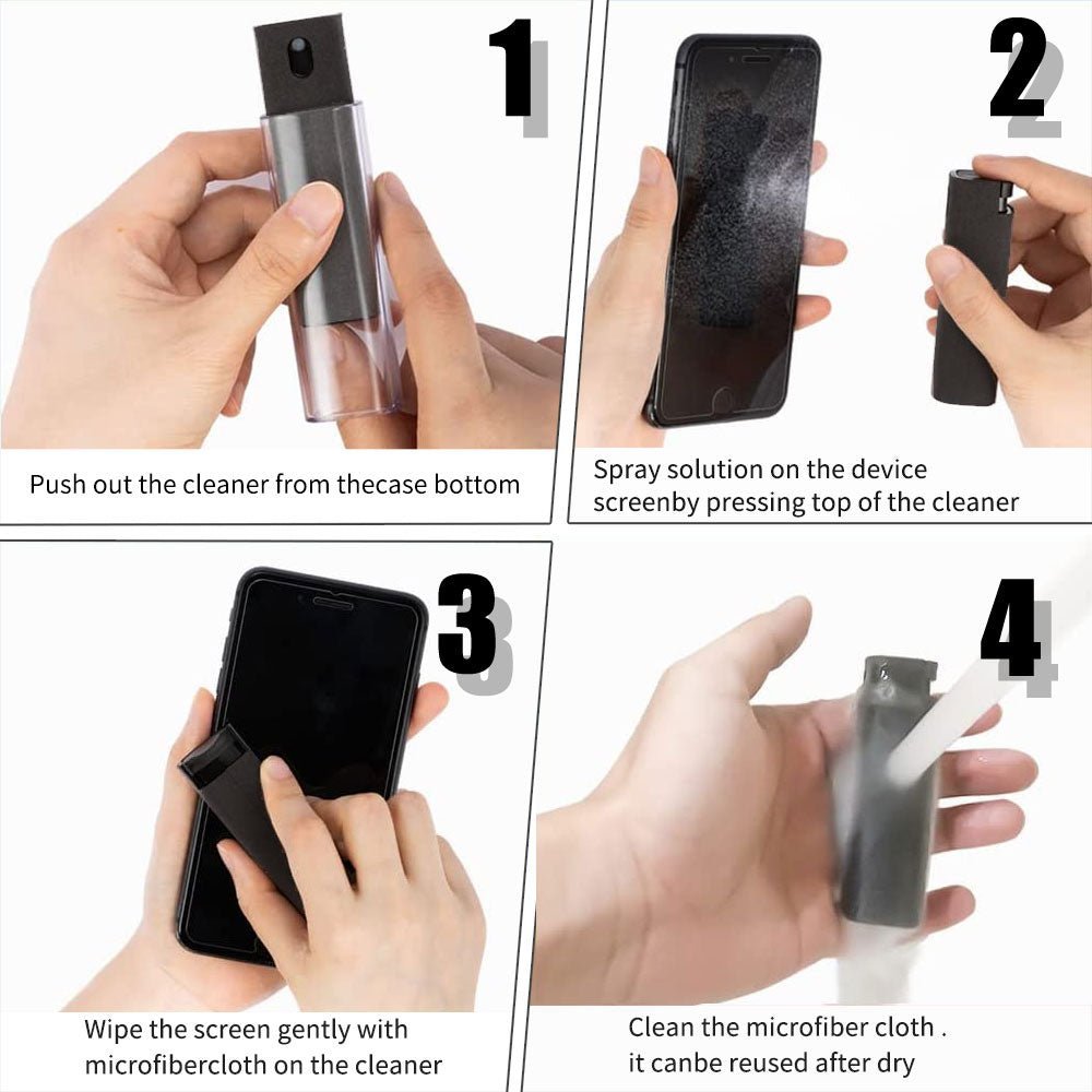 2 In 1 Phone Screen Cleaner Spray Computer Screen Dust Removal Microfiber Cloth Set Cleaning Artifact Without Cleaning Liquid | screen cleaner | SPECIFICATIONSSpecification/Piece: OtherOrigin: Mainland ChinaNumber of Pcs: 1pcFeature 9: Household