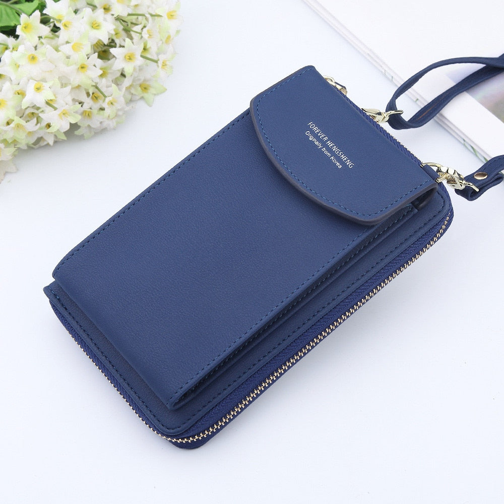 Women Shoulder Strap Purses Solid Color Leather Summer Bag Short Travel Mobile Phone Bag Card Holders Storage Wallet Flap Pocket.