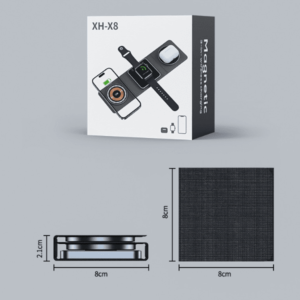 3 IN 1 Magnetic Folding Wireless Charger Station For IPhone Transparent Fast Charging For IWatch And Airpods | charger | Introducing the 3-in-1 Magnetic Folding Wireless Charger Station for iPhone, designed to provide fas