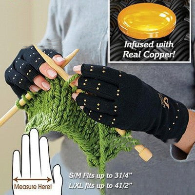 Copper Fiber Sports Health Care Half-finger Recovery Gloves.