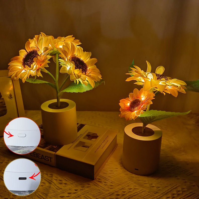 Rechargeable Sunflower Led Simulation Night Light Table Lamp Simulation Flowers Decorative Desk Lamp For Resturaunt Hotel Wedding Gift | light | 
 Overview:

Artificial Flower Lamp Design

 Hypoallergenic. No Maintenance. Pet-Friendly Flowers.
 