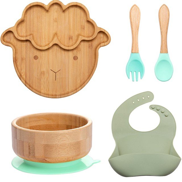 7-Pcs Wooden Feeding Tableware Set for Kids eco set - 15