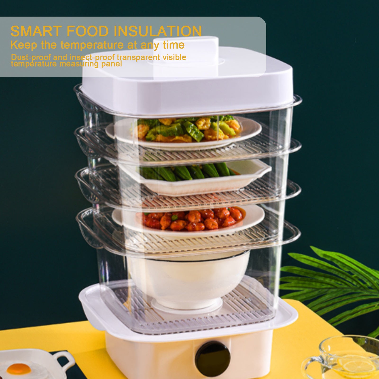 Multi-layer Dish Cover Heat Preservation Kitchen Cover Dining Table Leftover Storage Box Transparent Stack Cooking Hood Steamer.
