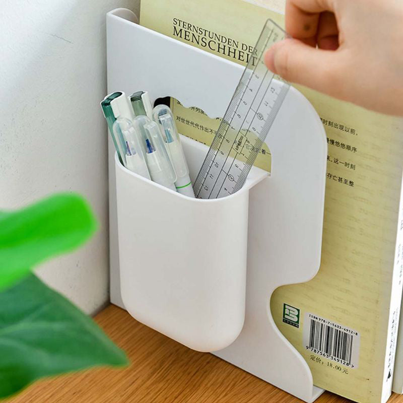 Retractable Bookends For Shelves Book Support Stand Adjustable Bookshelf With Pen Holder Desk Organizer Office Accessories.