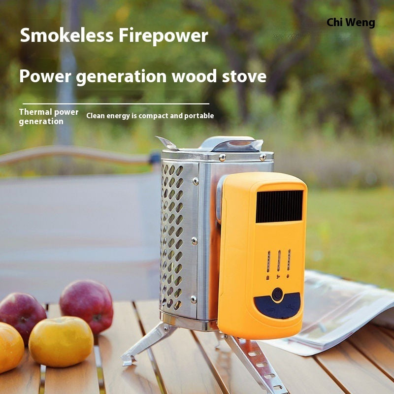 Thermal Power Generator Firewood Stove Outdoor Camping Small Barbecue Stove Rechargeable Portable