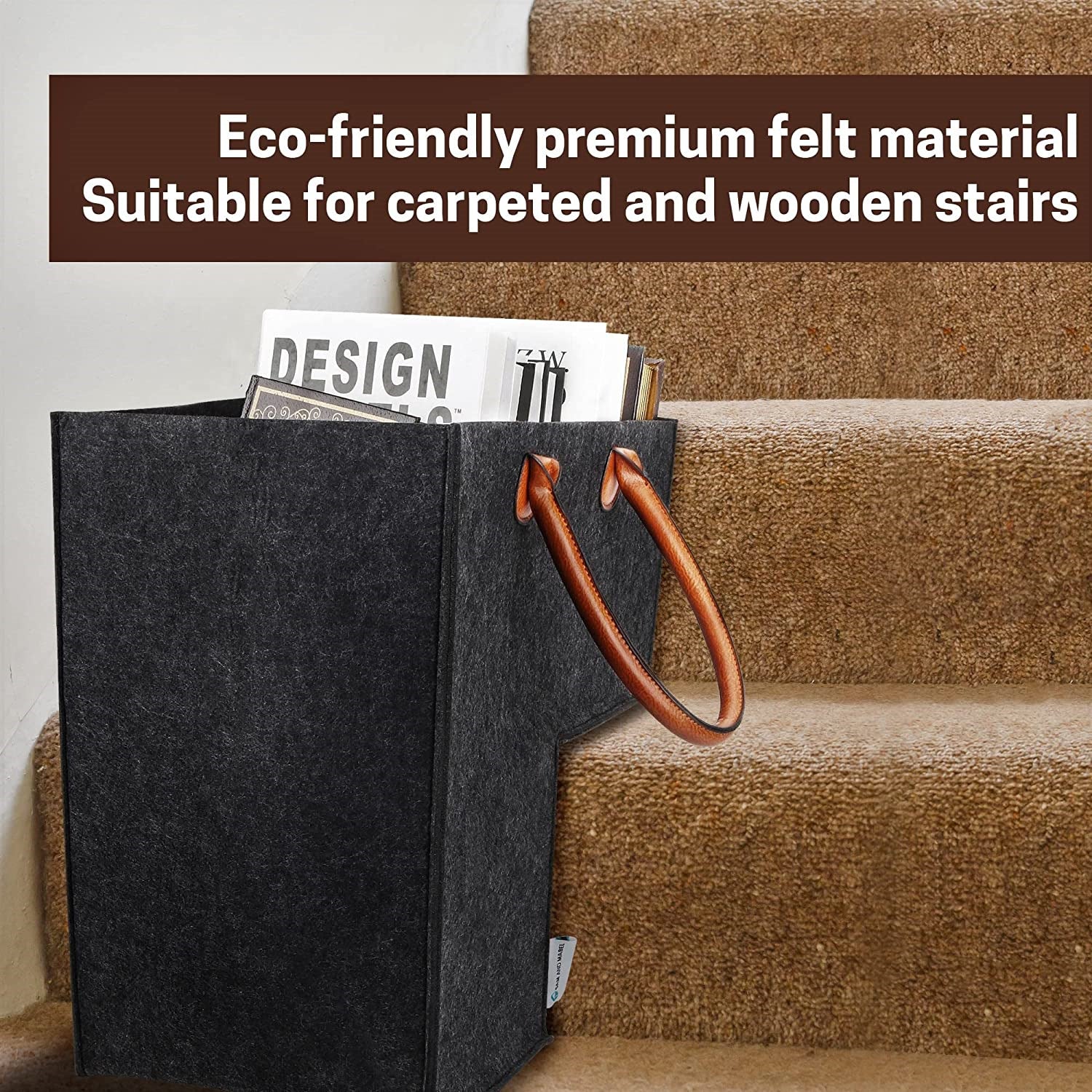 Home Staircase Felt Portable Storage Basket.