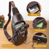 Genuine Leather Mens Chest Shoulder Messenger Bags