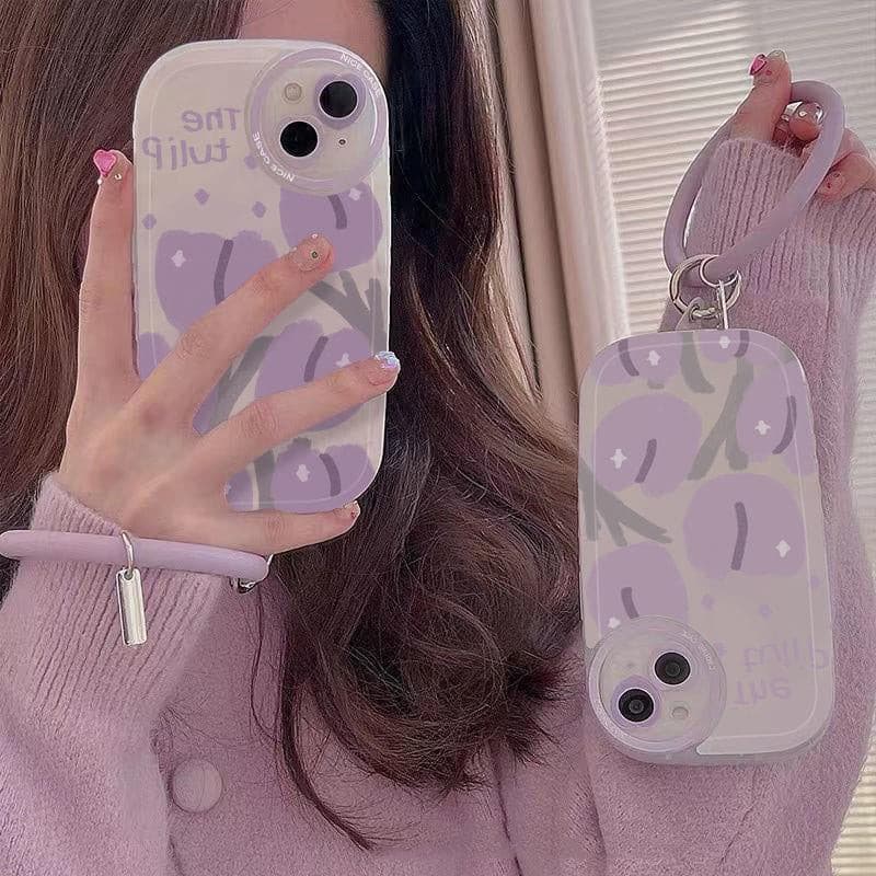 Purple Tulip Transparent Ring Phone Case.