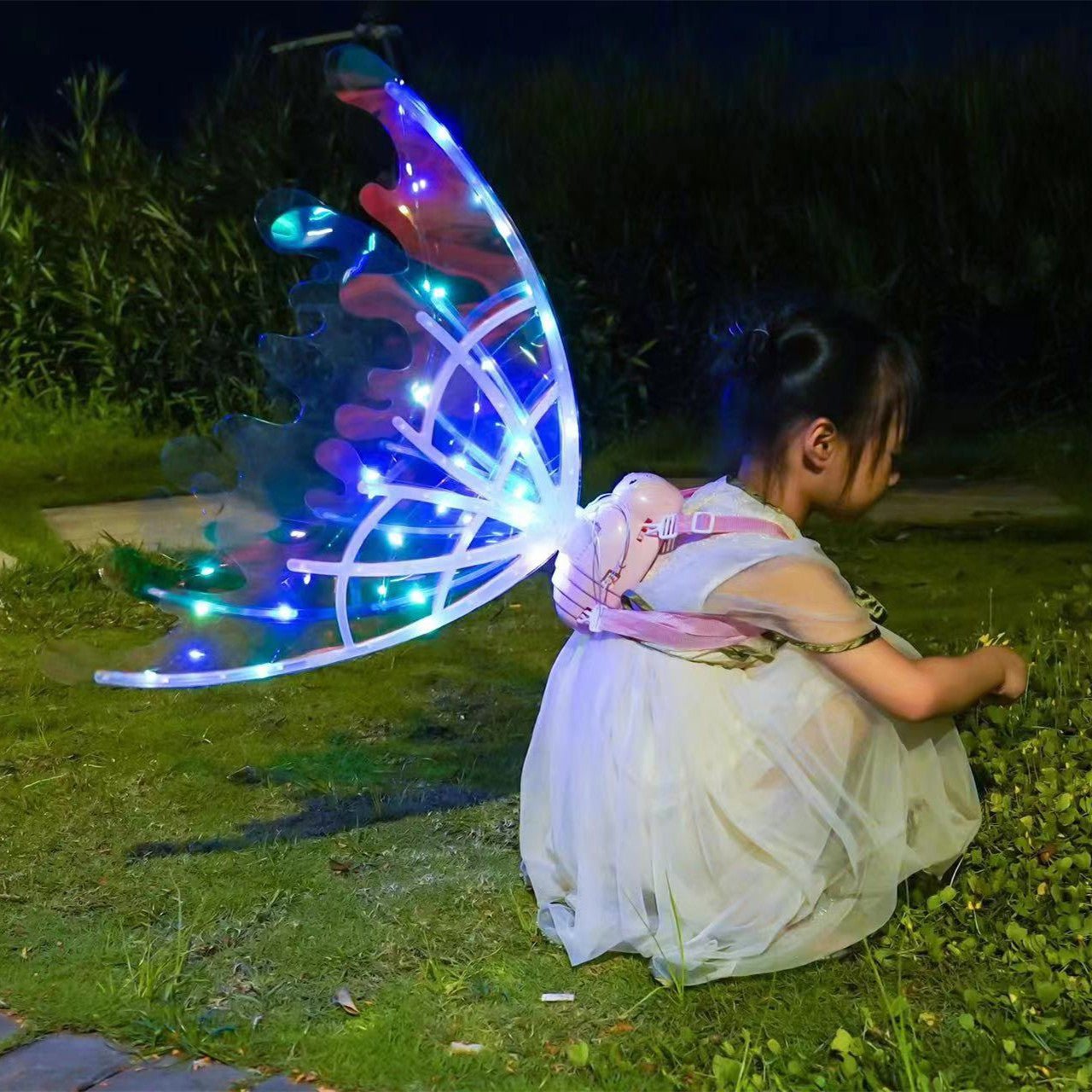 lights glowing shiny dress fairy wings for birthday halloween Girls Electrical Butterfly Wings - 4