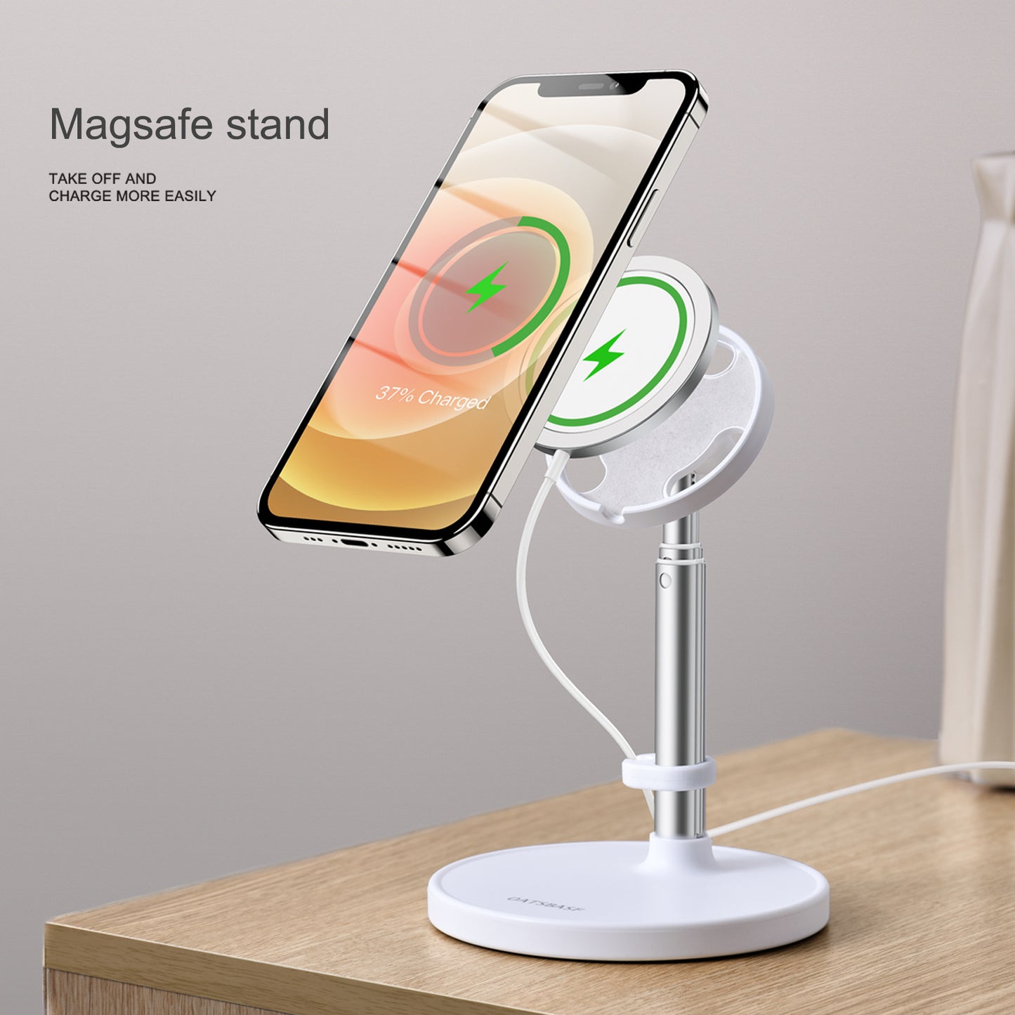 Magnetic Wireless Phone Charger Stand Adjustable Telescopic.