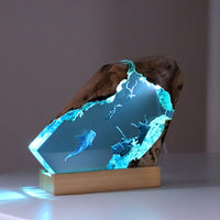 Marine Cave Diver Desktop Decoration Creative Art Lamp Holder Solid Wood Resin Night Light Birthday Gift Jewelry