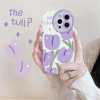 Purple Tulip Transparent Ring Phone Case.