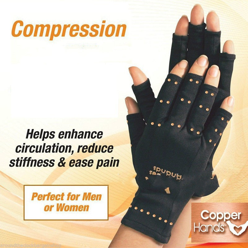 Copper Fiber Sports Health Care Half-finger Recovery Gloves.