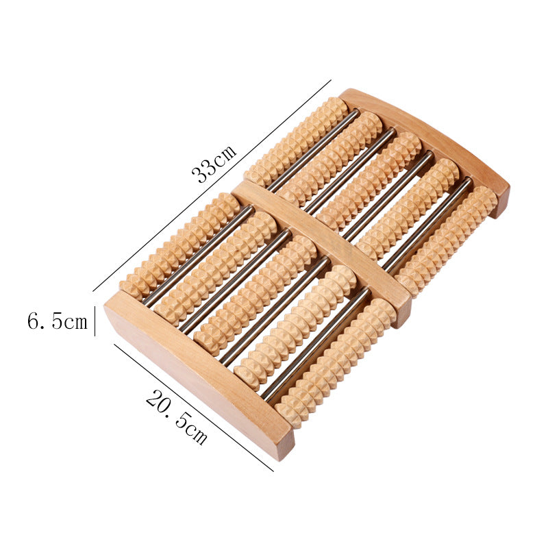 Wood Six Row Large Roller Foot Acupoint Hand Massage Foot Massager.