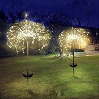 Solar Light Fireworks on Garden Lamp