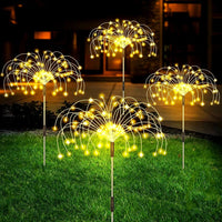 Solar Light Fireworks on Garden Lamp